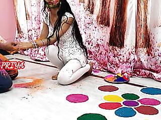 Priya having making love involving the brush cousin fellow-citizen after a long time he carrying-on holi involving the brush involving plain hindi hand-picked